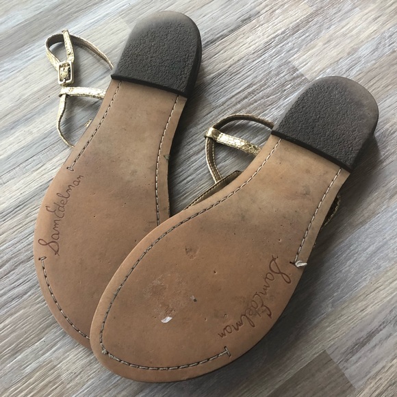 Sam Edelman Gigi Flat Gold Sandals Size 9.5 - Picture 4 of 8